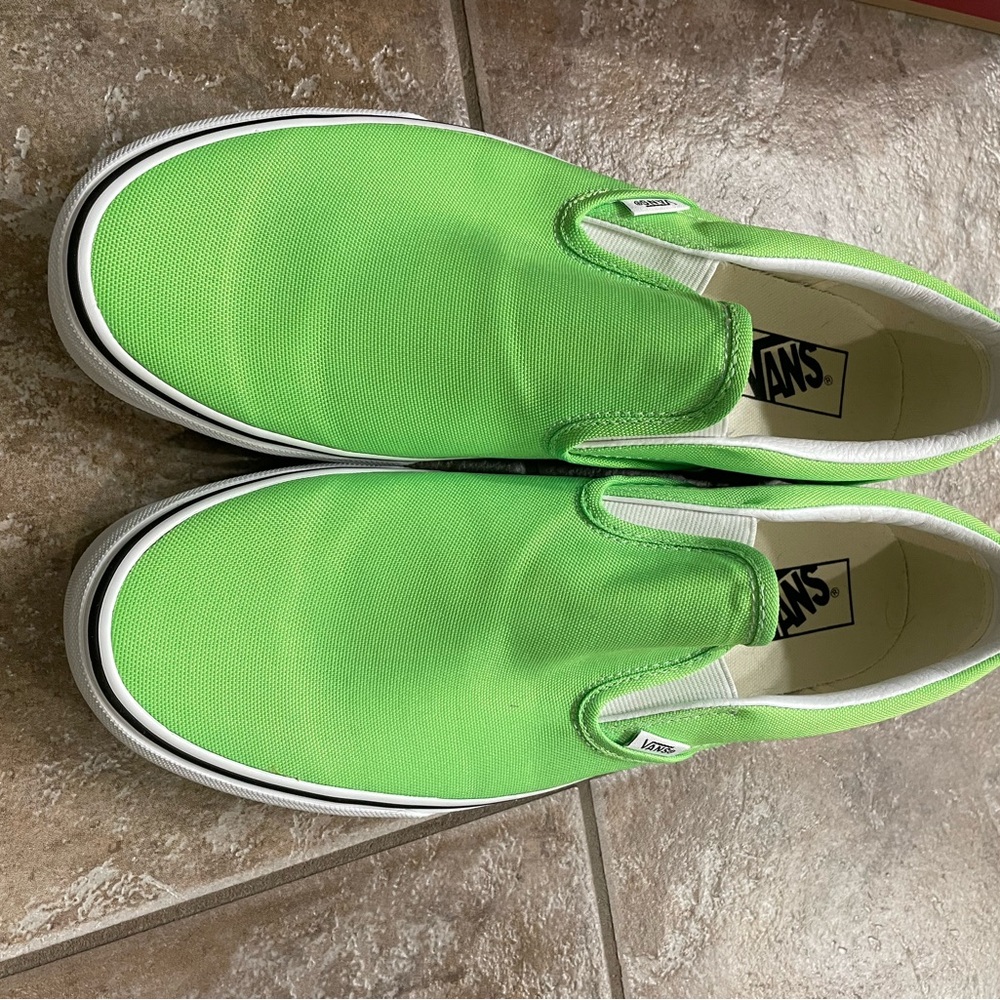 Vans Neon Green Slip-On Sneakers NIB